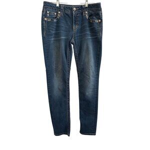 Miss Me Womens Mid-Rise Skinny Jeans W29 Embellished Pockets Stretch Denim